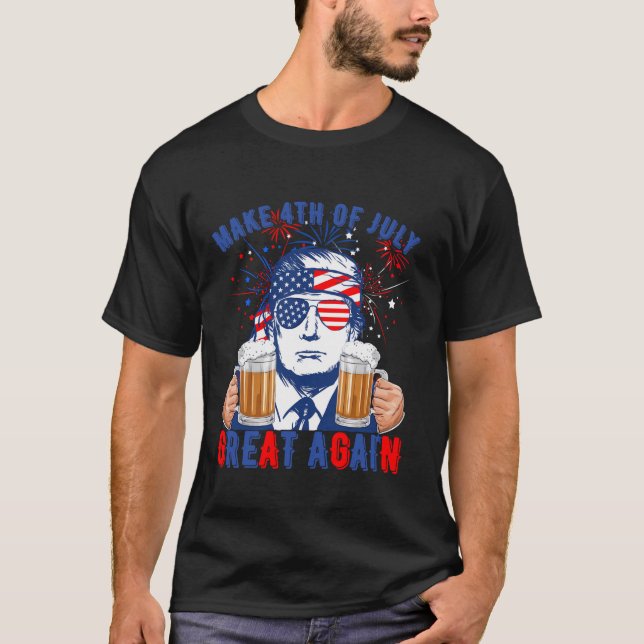 Camiseta Donald Trump Patriótico Serviço De Fogo Torna 4 De (Frente)