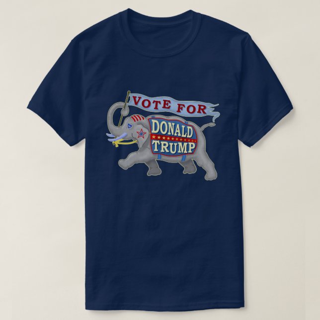 Camiseta Donald Trump Presidente 2024 Elefante Republicano (Frente do Design)