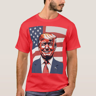 Camiseta Donald Trump Sketch com Sorriso Sutil e Americano