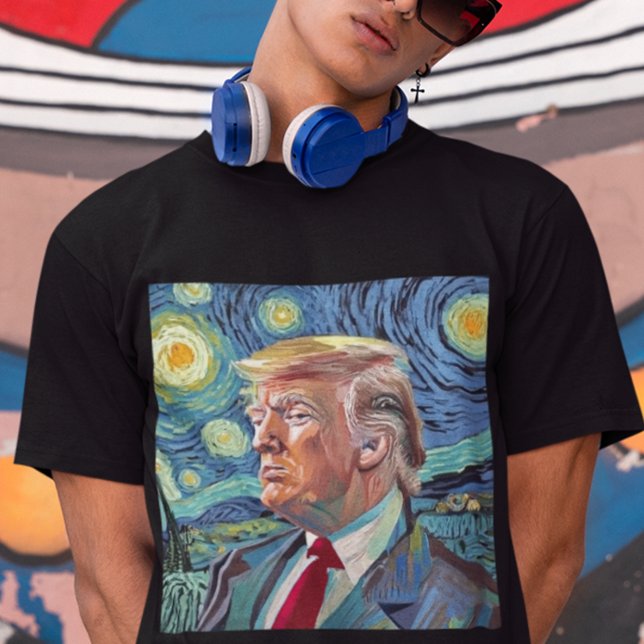 Camiseta Donald Trump Starry Night Van Gogh Art Style 2024 (trump 2024 shirt, donald trump in van gogh starry night style t-shirt)