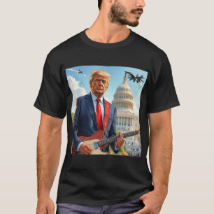 Camiseta Donald Trump Tocando Violão Elétrico Capitólio dos