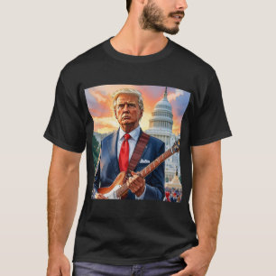 Camiseta Donald Trump Tocando Violão Elétrico Capitólio dos