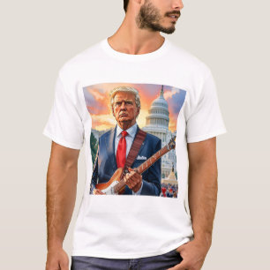 Camiseta Donald Trump Tocando Violão Elétrico Capitólio dos