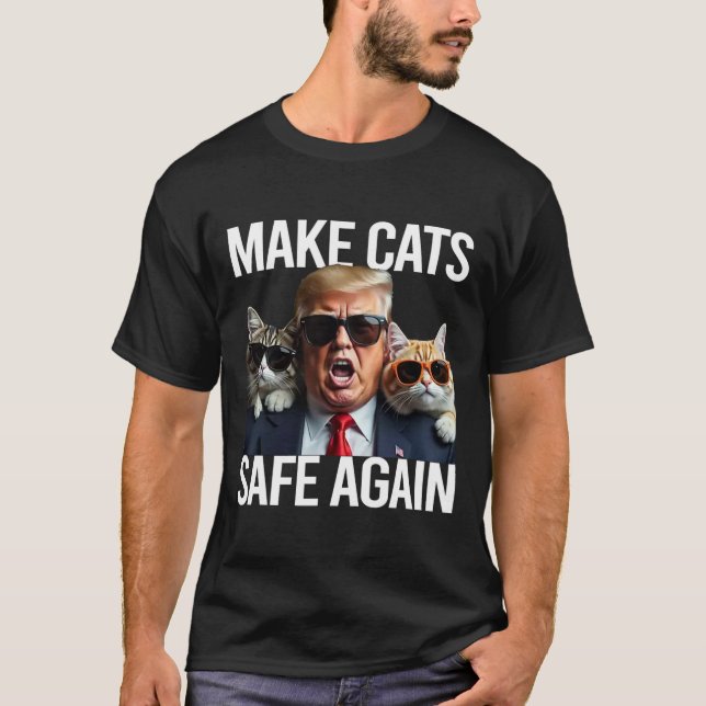 Camiseta Donald Trump Torna Os Gatos Seguros Novamente Red  (Frente)