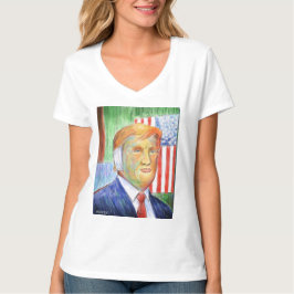 Camiseta Donald Trump Van Gogh Camiseta-V-Pescoço feminino