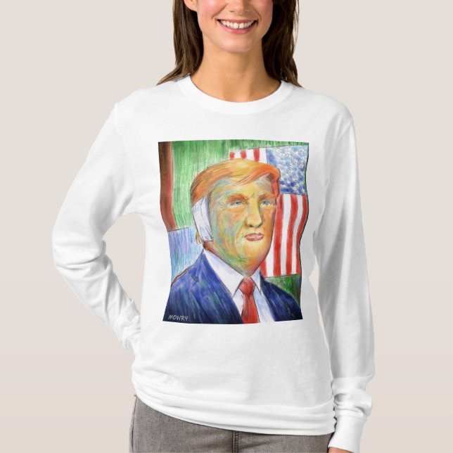 Camiseta Donald Trump Van Gogh T-shirt feminina (Frente)