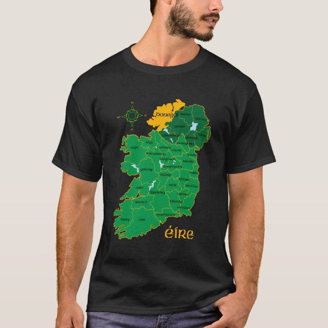 Camiseta Donegal Ireland County Map Eire Viagem irlandês (Frente)
