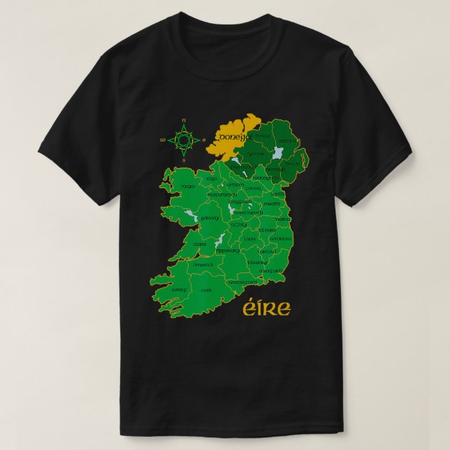Camiseta Donegal Ireland County Map Eire Viagem irlandês (Frente do Design)