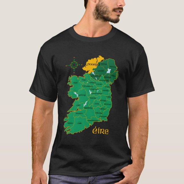 Camiseta Donegal Ireland County Map Eire Viagem irlandês (Frente)