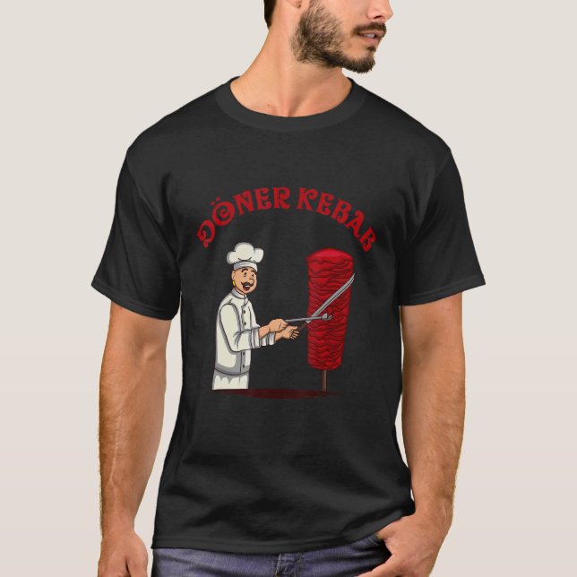 Camiseta Döner Kebap Cook Clássico Com Kebab Spit E Knife (Frente)
