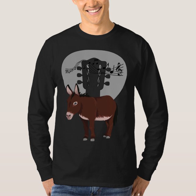 Camiseta Donkey Acustic Guitar and Music Notes Powerful Ani (Frente)