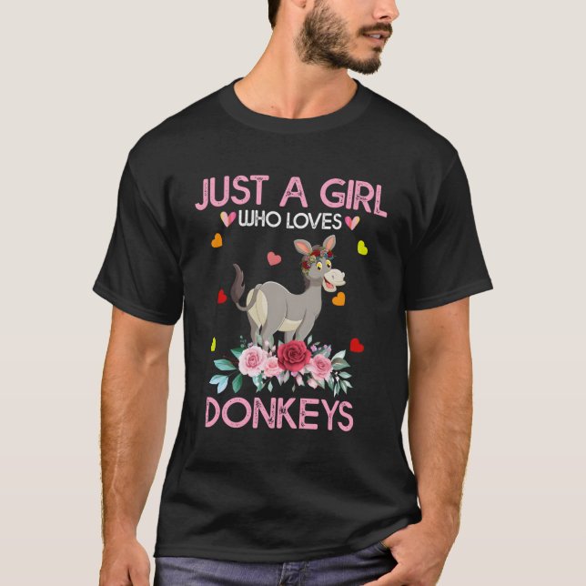Camiseta Donkey Amante de os animais Deu Apenas Uma Menina  (Frente)