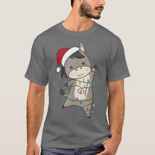 Camiseta Donkey Christmas Santa Clauses Fairy Lights Donkey