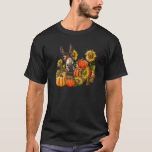 Camiseta Donkey Com Girassóis E Pumpkin Cair Autumn Ani
