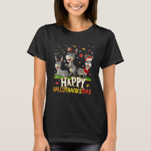 Camiseta Donkey Happy HalloObrigadoMas Dia das Bruxas Ação 
