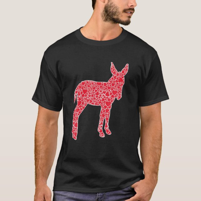 Camiseta Donkey Hearts Dia de os namorados Jackass Mule Lov (Frente)