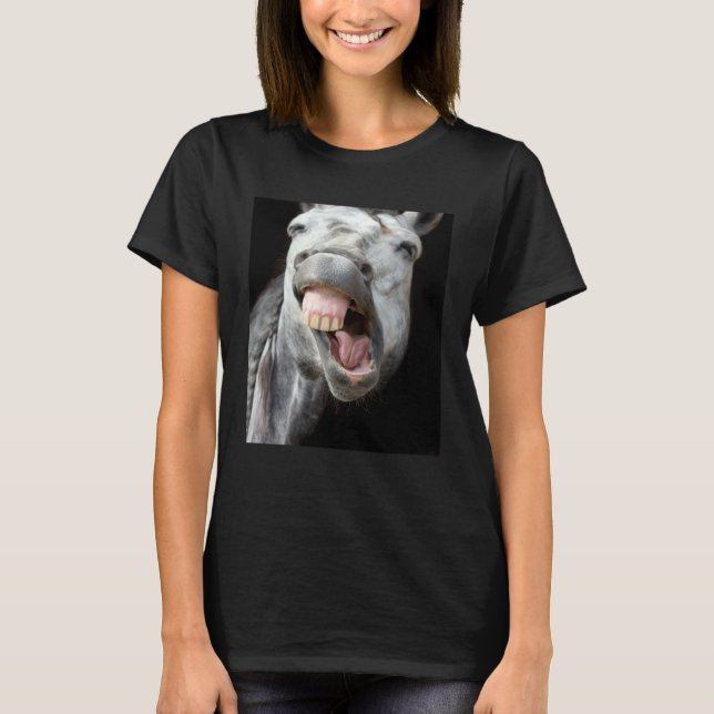 Camiseta Donkey Horse Face Showing Off Cute and  Face Anima (Frente)