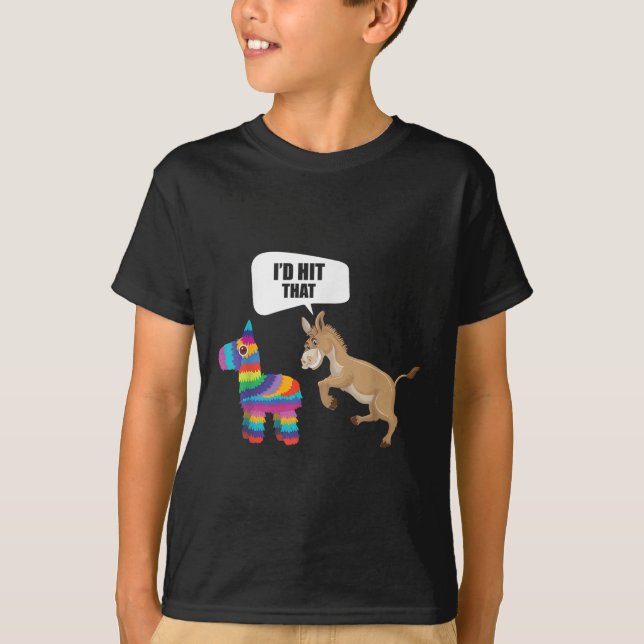 Camiseta Donkey Id Atingiu Que Pinata Mexicana Engraçada Ci (Frente)