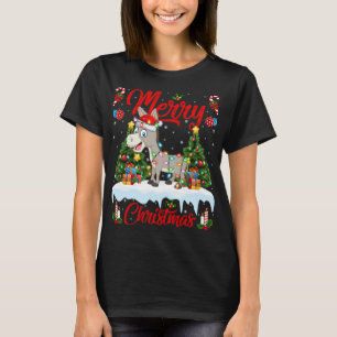 Camiseta Donkey Lights Xmas Tree Engraçado Papais noeis Don