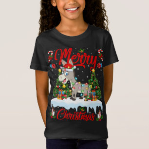 Camiseta Donkey Lights Xmas Tree Engraçado Papais noeis Don