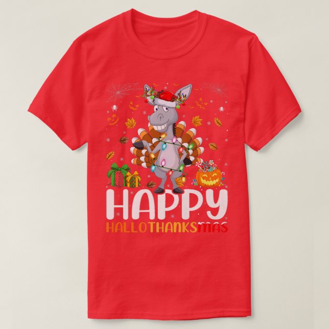 Camiseta Donkey Lover Halloween Natal Feliz HalloObrigado (Frente do Design)