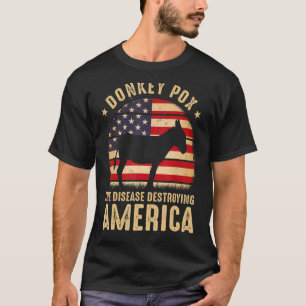 Camiseta Donkey Pox Doença Destruindo Bandeira Americana