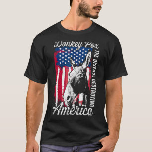 Camiseta Donkey Pox Doença Destruindo Bandeira Americana