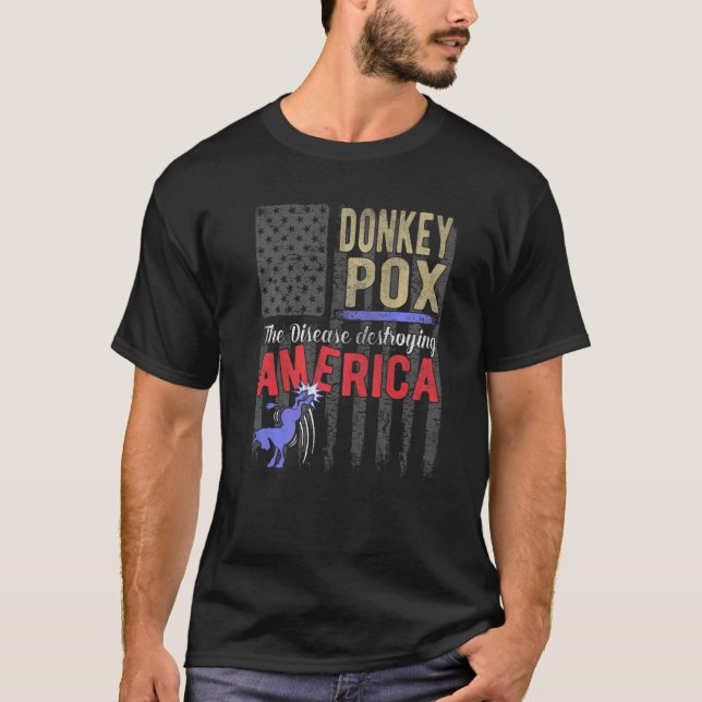 Camiseta Donkey Pox Sátira Política Anti-Democrata (Frente)