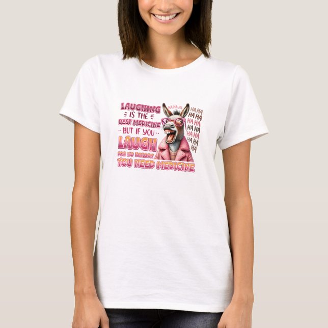 Camiseta Donkey Rindo É O Melhor Medicamento (Frente)