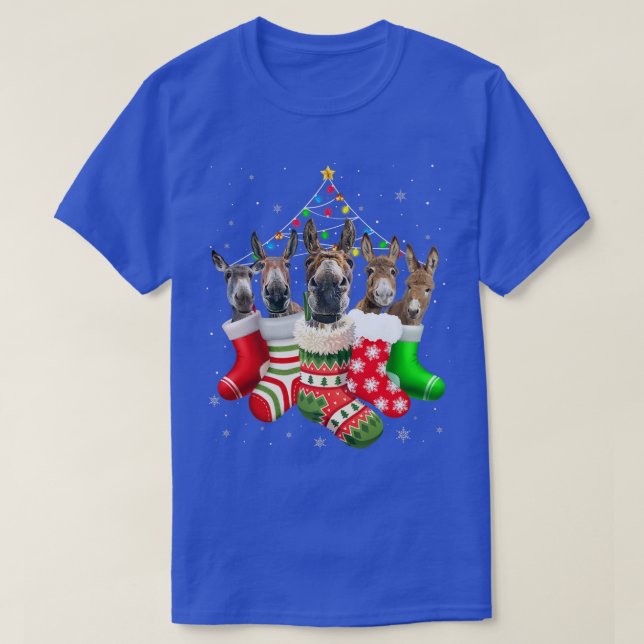 Camiseta Donkeys Em Meias De Natal Pajama Para Donke (Frente do Design)