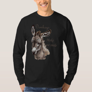 Camiseta Donkeys Me Faz Sorrir Miniatura Bonita Donkeytail 