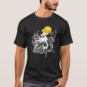Camiseta Dono da casa construindo capacete de polvo multita