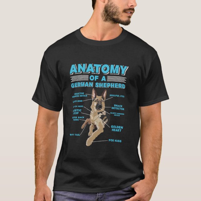Camiseta Dono de Cachorro ANATOMIA DE UM SHEPHERD ALEMÃO Ca (Frente)