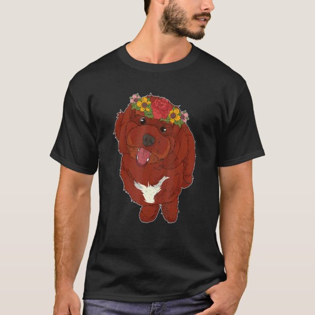 Camiseta Dono de cachorro Cavapoo fofo Animal Jardim Flores (Frente)