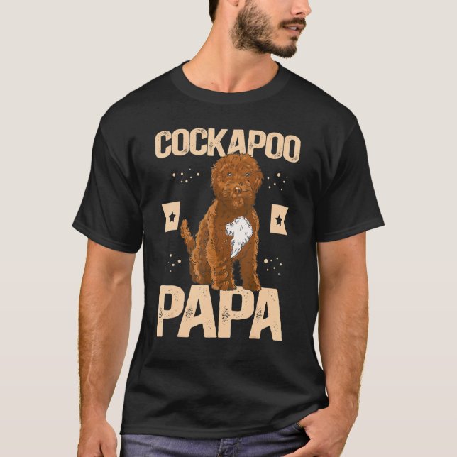 Camiseta Dono de Cachorro Cockapoo Papa Spoodle Masculino C (Frente)
