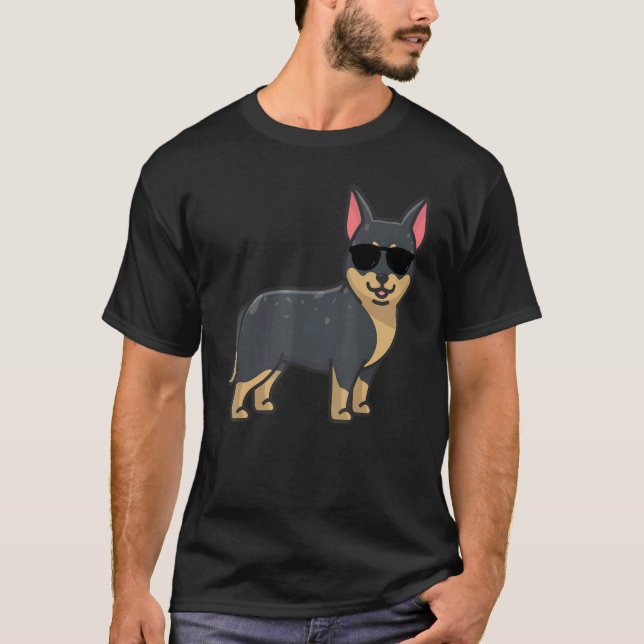 Camiseta Dono de Cachorro Heeler com Óculos de Sol Engraçad (Frente)