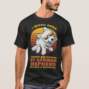 Camiseta Dono de Cachorro Pastor Alemão Branco Vintage Retr