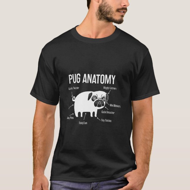Camiseta Dono de Cachorro Pug Anatomia Pug (Frente)