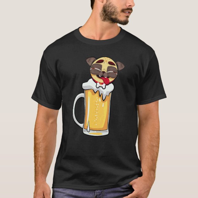 Camiseta Dono de Cachorro Pug Jarro de Cerveja Piada de Beb (Frente)