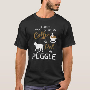 Camiseta Dono de Café de Cachorro Puggle Natal Aniversário
