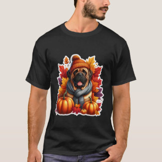 Camiseta Dono de Cão Mastim do Outono Amante de Abóbora Fol