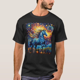 Camiseta Dono de Cavalo Noturno Estrelado Amante de Animais