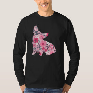 Camiseta Dono de Corgi Fofo Flor Silhueta Floral Cachorro R