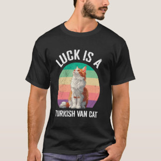 Camiseta Dono de gato A SORTE É UM GATO TURCO VAN Engraçado