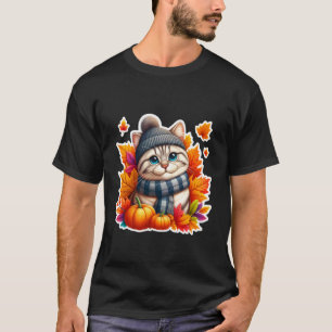 Camiseta Dono de Gato American Shorthair Outono Dia de Ação