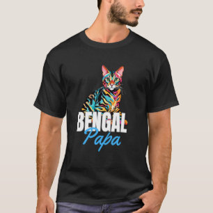 Camiseta Dono de Gato Colorido Fofo Bengal Papai Menino Ama