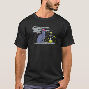 Camiseta Dono de gato gato fumando shisha fã de fumar gato