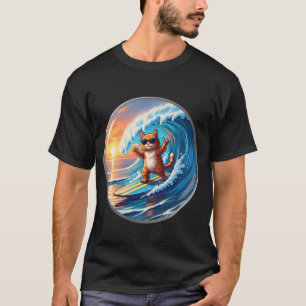 Camiseta Dono de Gato Laranja Amante de Surfista Prancheta