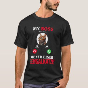 Camiseta Dono de gato MEU CHEFE SERVE UM GATO BENGALA Engra