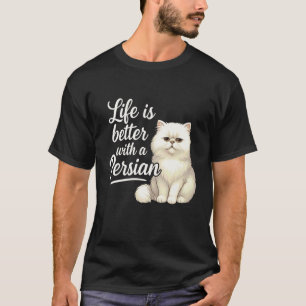 Camiseta Dono de Gato Persa A vida é melhor com meu gato pe
